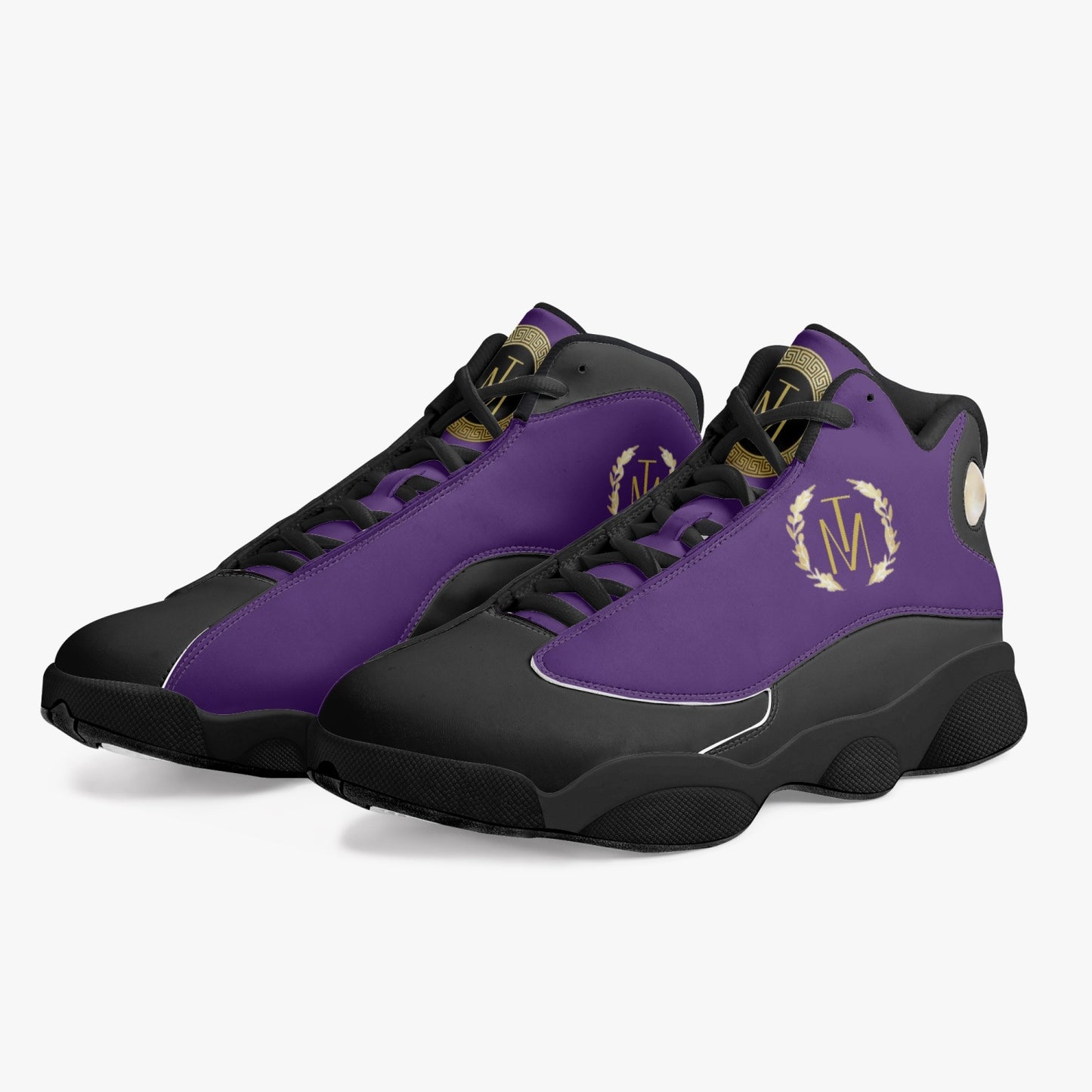 TM Purple & Black Sole High-Top Leather Basketball Sneakers (J-Edition)