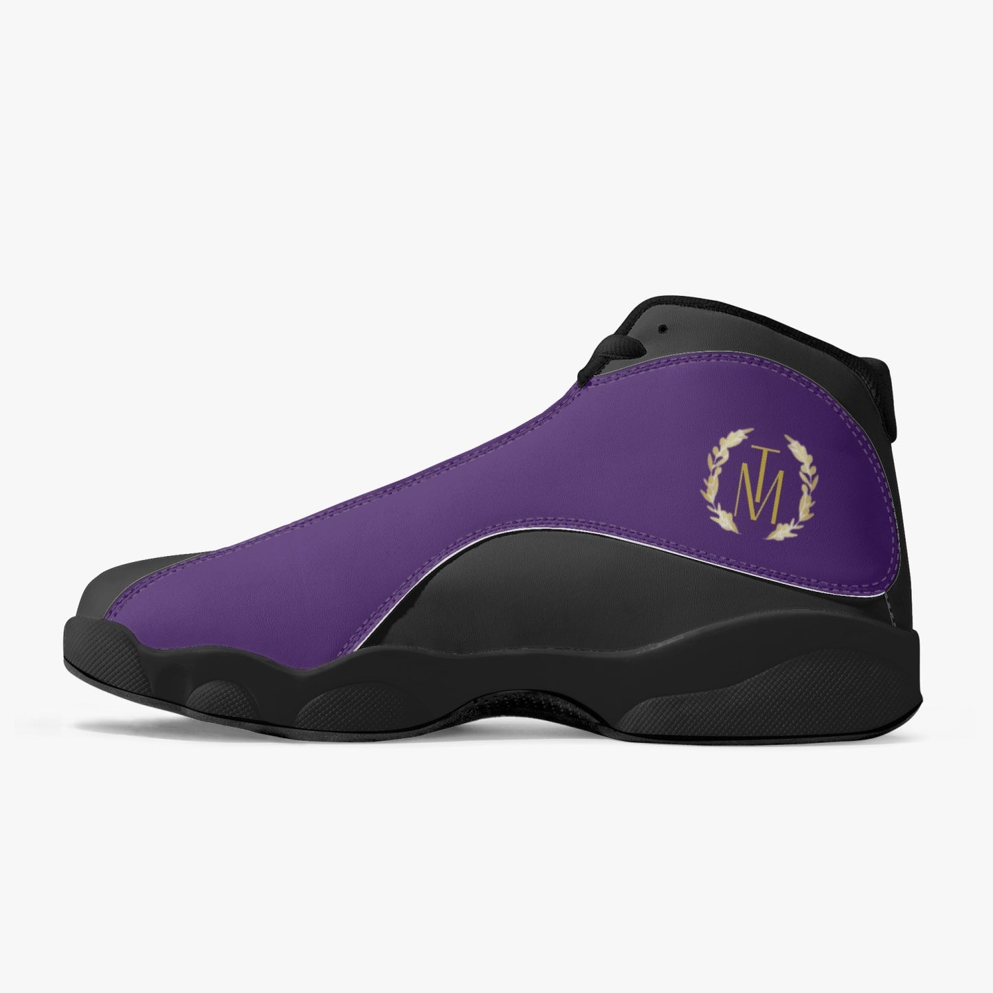 TM Purple & Black Sole High-Top Leather Basketball Sneakers (J-Edition)