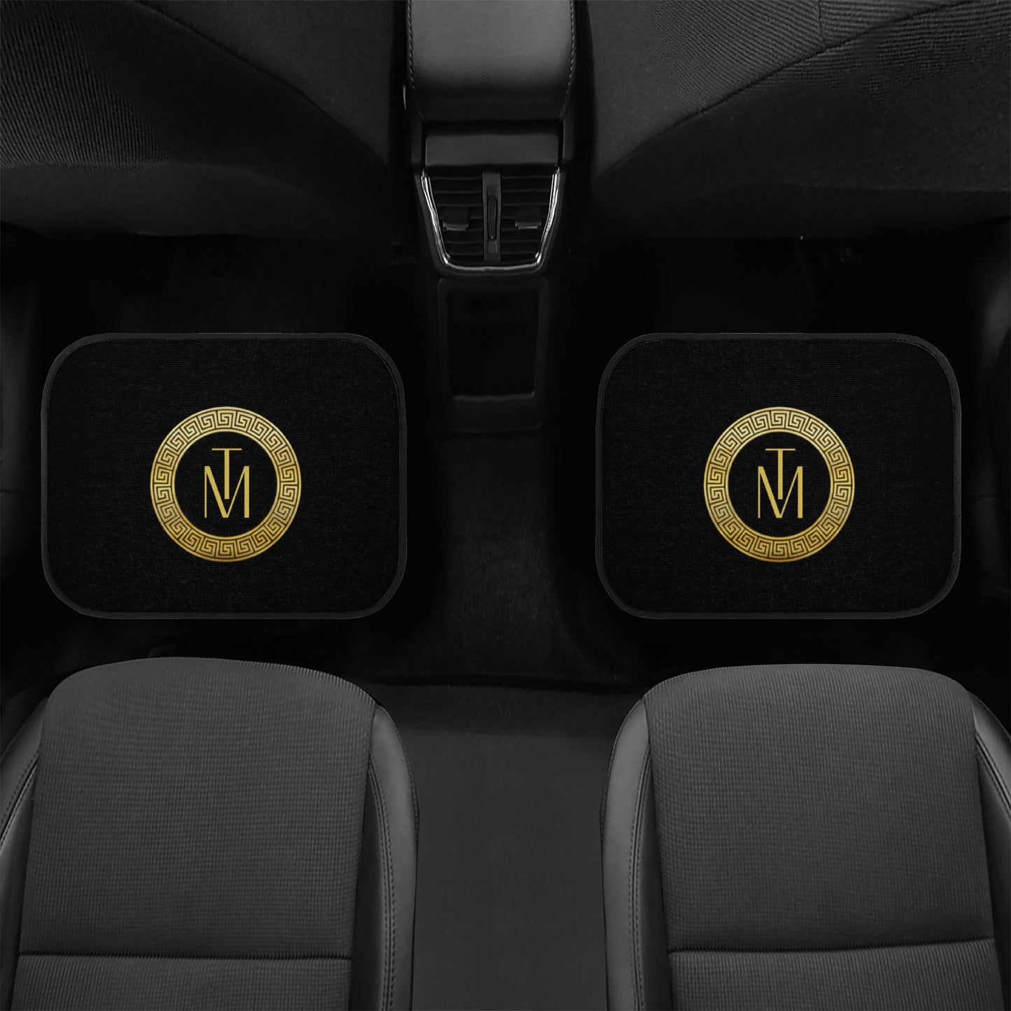 TM Black Gold Circle Stencil Car Floor Mats