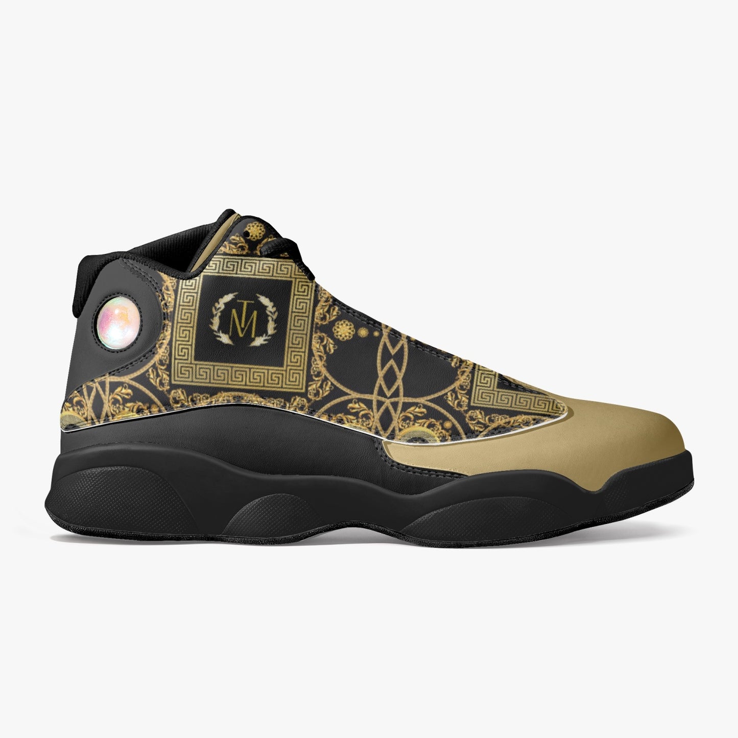 TM Greca III. Black Sole High-Top Leather Basketball Sneakers (J-Edition)