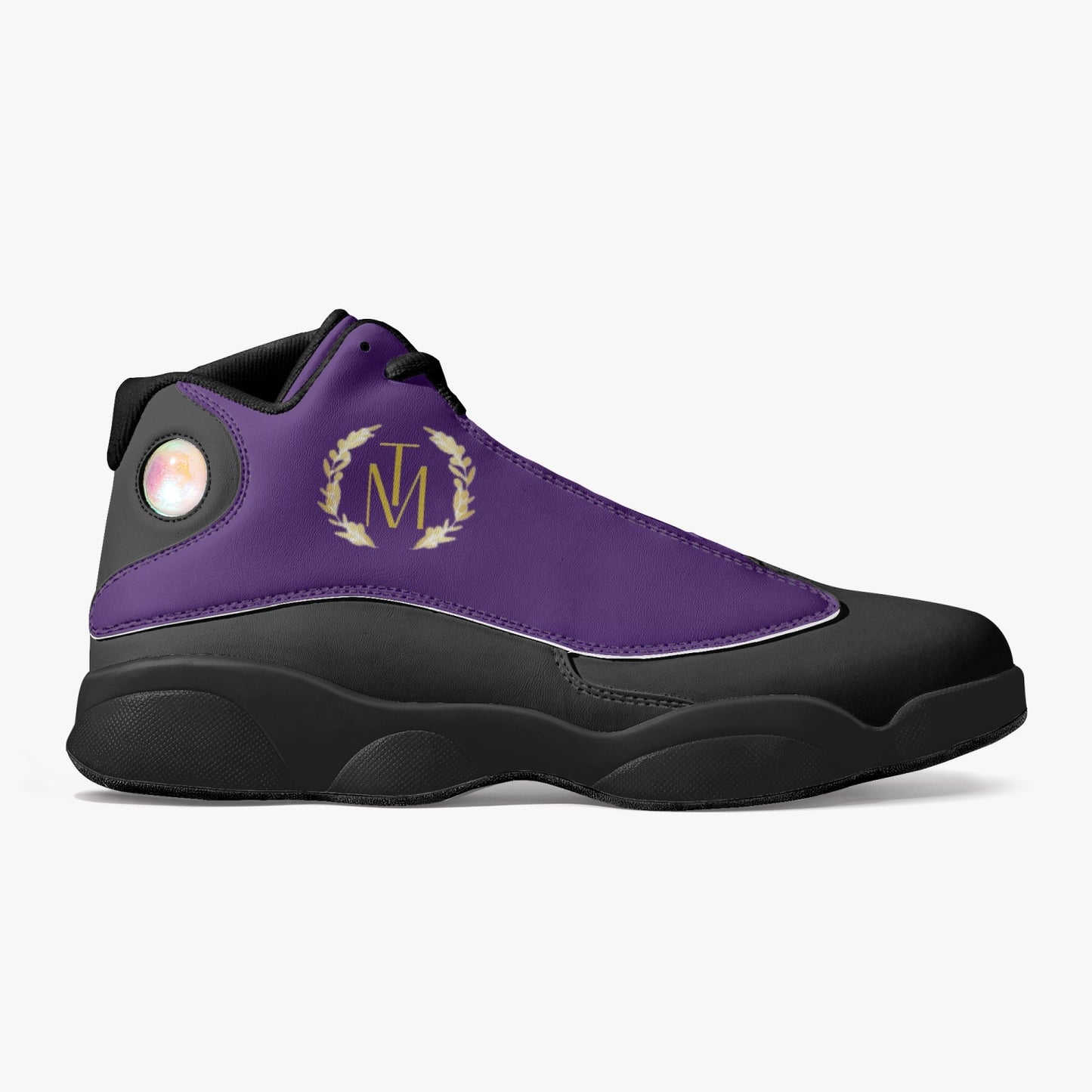 TM Purple & Black Sole High-Top Leather Basketball Sneakers (J-Edition)