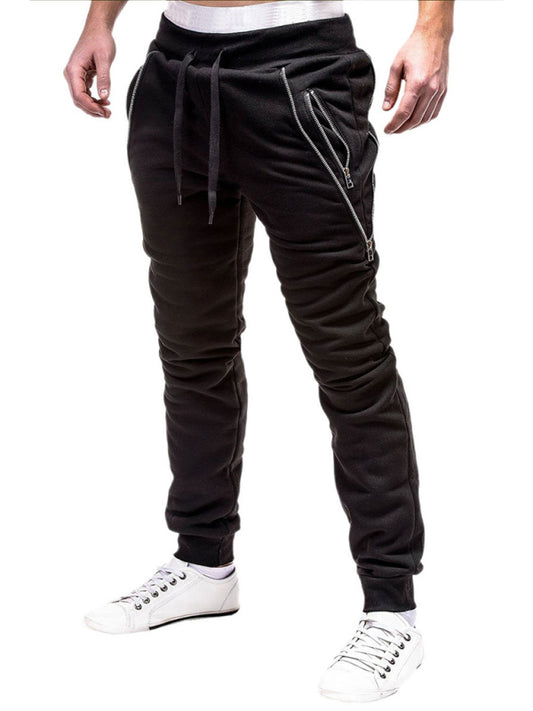 Men's fashion casual personalized zipper trim trousers