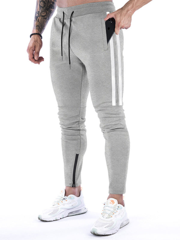 Men's Contrasting Stripe Zippered Training Sweatpants