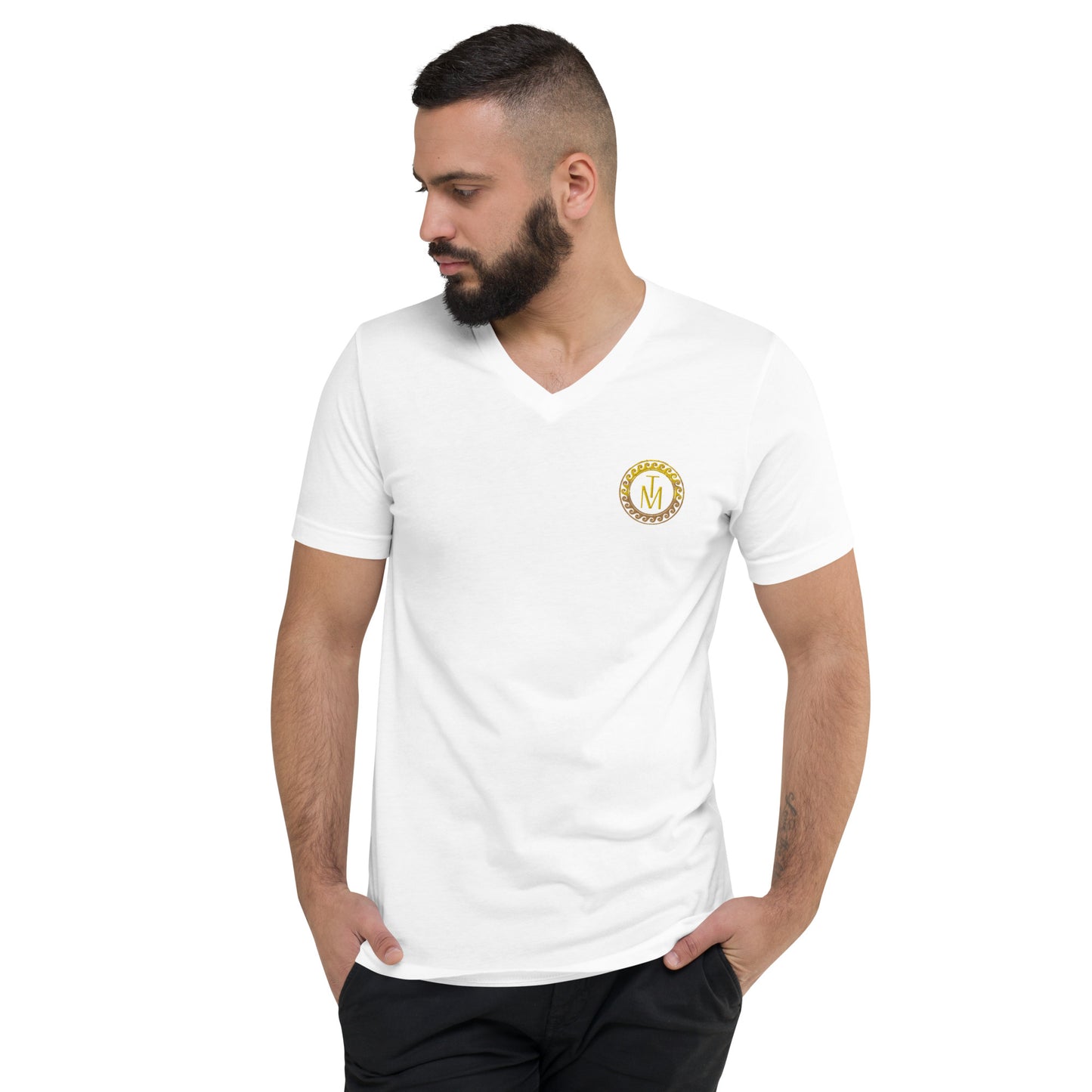 TM Logo Circle Wave Short Sleeve V-Neck T-Shirt