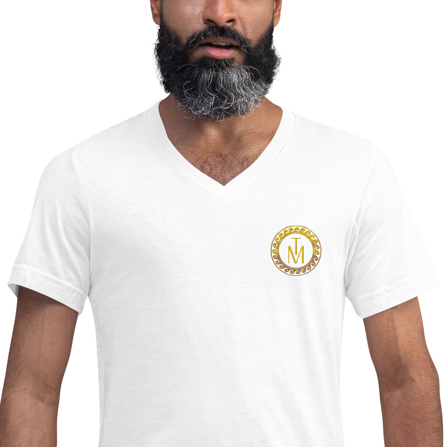 TM Logo Circle Wave Short Sleeve V-Neck T-Shirt