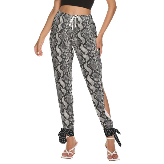 TM Women's Side Seam Cutout Pants With Bottom Strap (Snakeskin)