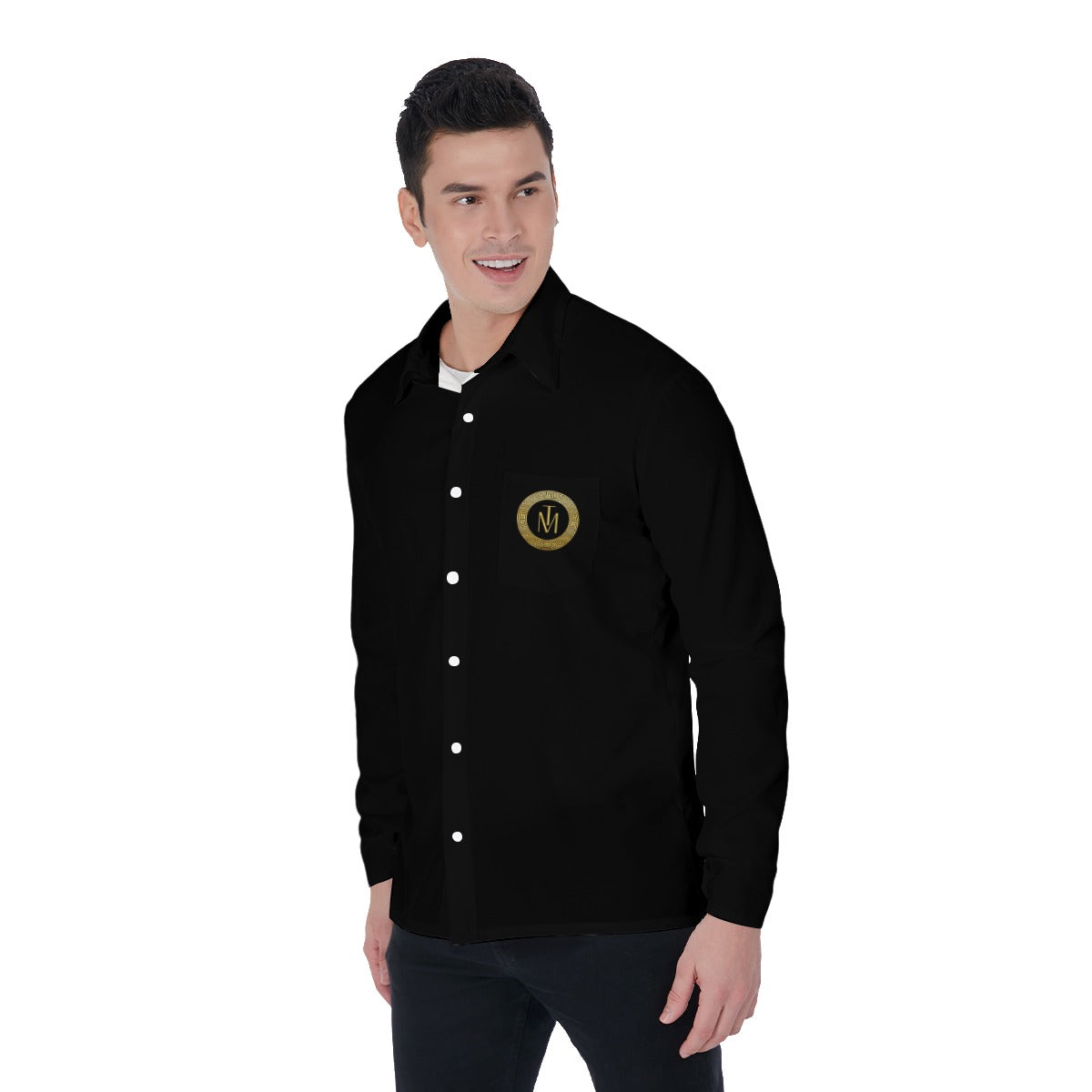 TM Long Sleeve Shirt Gold Stencil Circle Logo