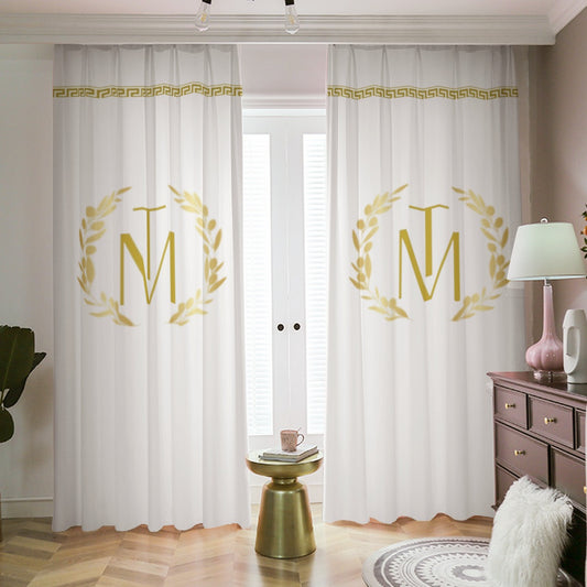 White TM Luxury Gold Reef Blackout Curtains | 265(gsm)