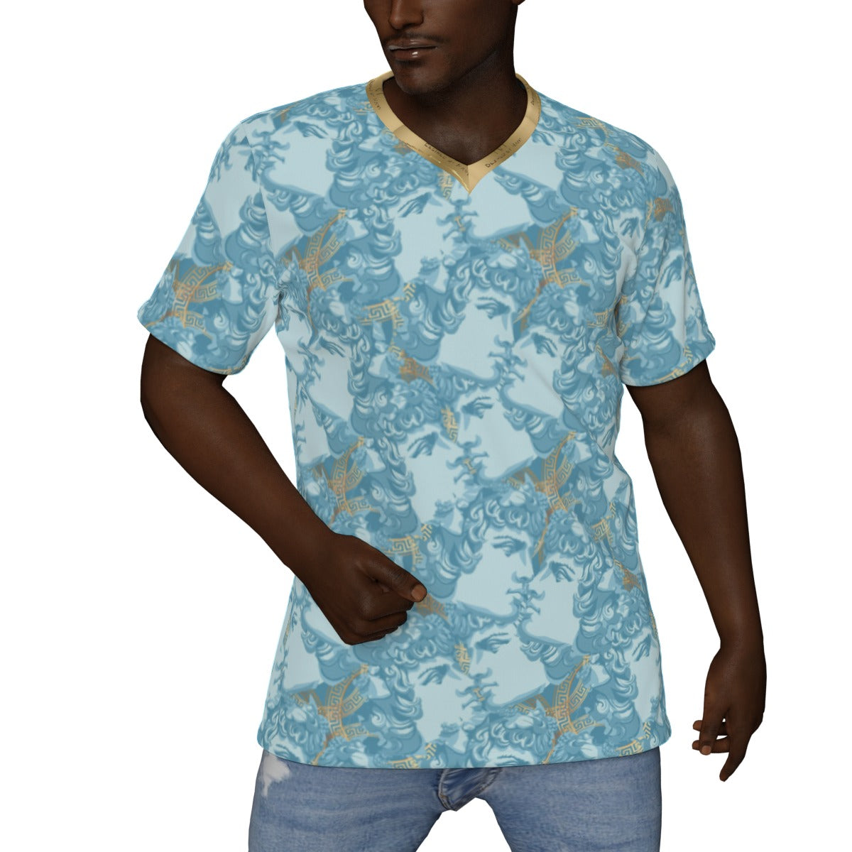 TM Greca Sky V-Neck T-Shirt