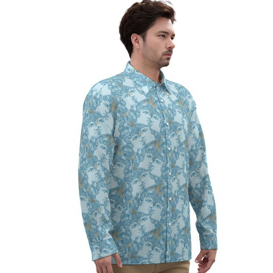 TM Greca Sky Men's Silky Long-Sleeved Shirt