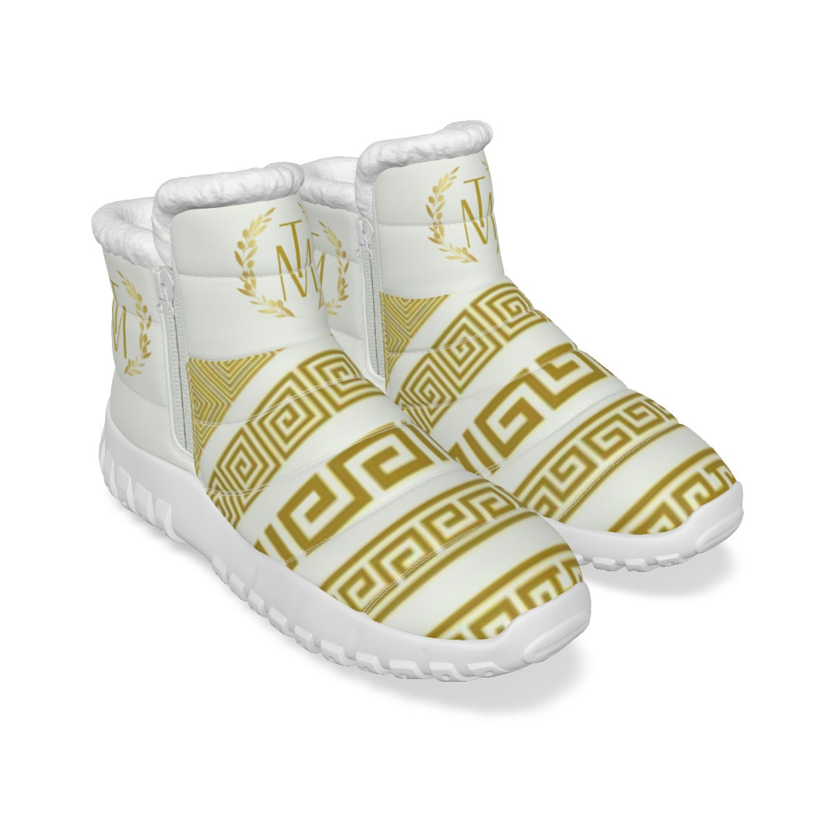 TM Luxury Greca Gold Stencil Snow Boots