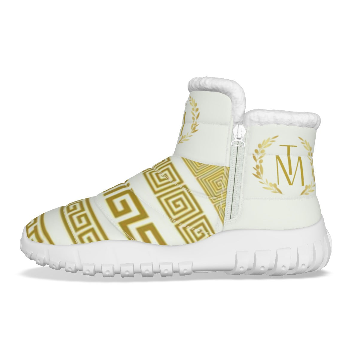 TM Luxury Greca Gold Stencil Snow Boots