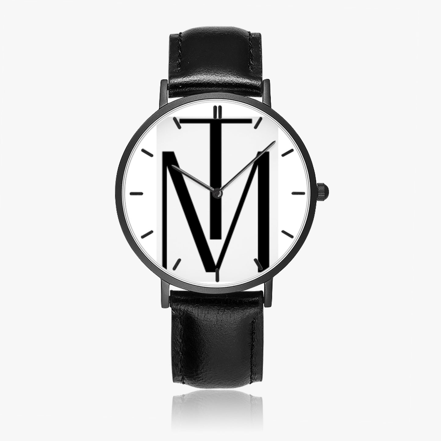 Watch Hot Selling Ultra-Thin Leather Strap Quartz (Black With Indicators) TM Luxury