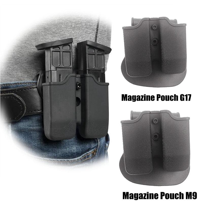 Magazine Double Holder Universal 9mm .40 Mag Holster for Glock 17 Beretta M9 M92 Double Paddle Mag Pouch Holster